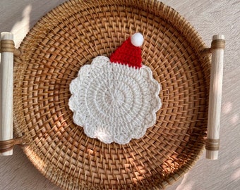 Christmas Santa Hat Crochet Coaster Pattern - PDF Pattern Only