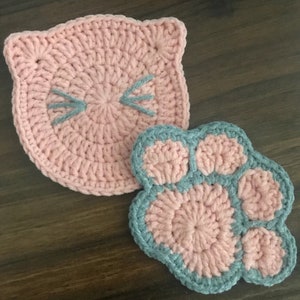 Crochet Pattern, Paw Coaster, animal paw print, cat paw, kitty paw, coaster pattern image 4