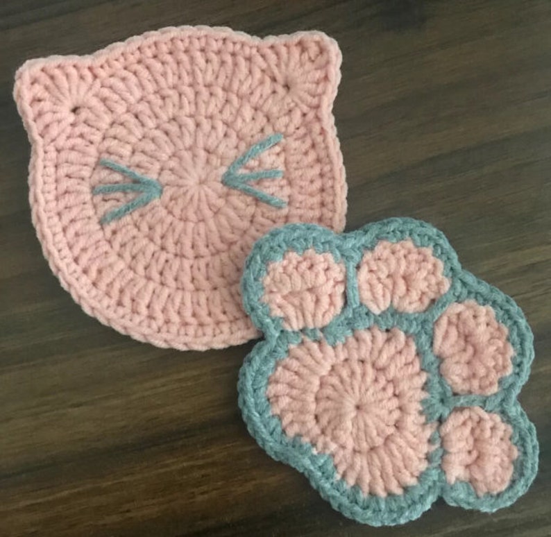 Crochet Pattern, Paw Coaster, animal paw print, cat paw, kitty paw, coaster pattern image 4