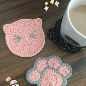 Crochet Pattern, Paw Coaster, animal paw print, cat paw, kitty paw, coaster pattern image 2