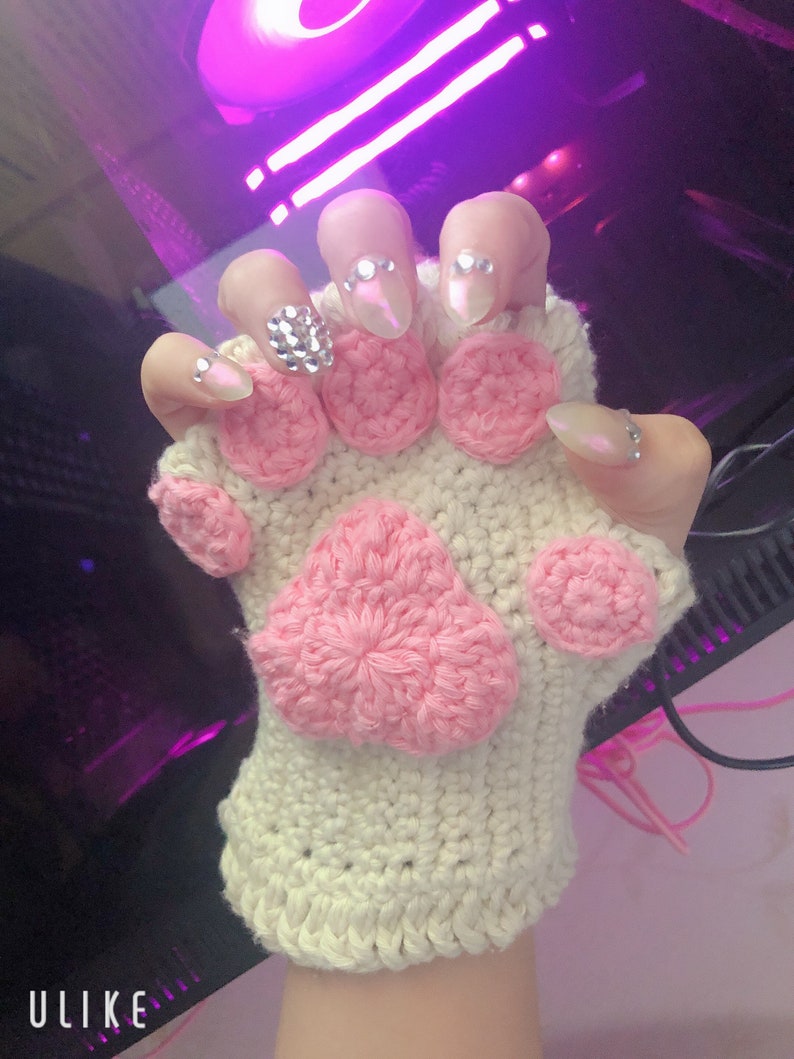 Crochet Pattern Paw Print Fingerless Glove Kitten Mitten Etsy