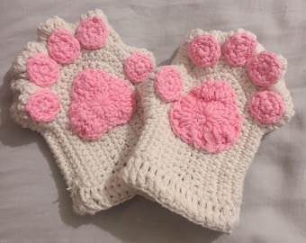 Crochet Pattern, Paw Print Fingerless Glove, Kitten Mitten !PDF ONLY!