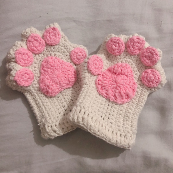 Crochet Pattern, Paw Print Fingerless Glove, Kitten Mitten !PDF ONLY!