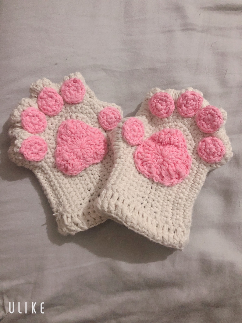 Crochet Pattern Paw Print Fingerless Glove Kitten Mitten Etsy