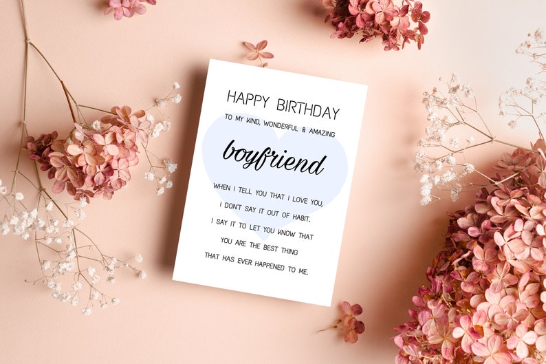 Printable Happy Birthday Card for Boyfriend Gift Instant Download ...