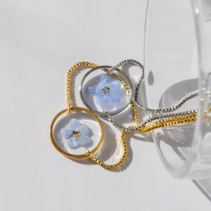 Forget Me Not Bracelet, Adjustable Resin Bracelet, Real Flower Jewelry, Dainty Blue Floral Gift, Handmade Nature Bracelet