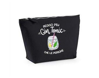 Pochette en coton imprimée à la main ''Je détiens plus de GIN TONIC que les gens'' - belle idée pour un ami ou un collègue pour l'apéritif