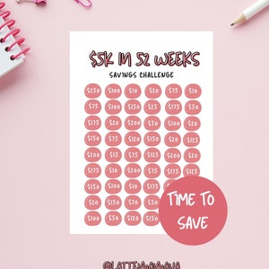 52 Week Savings Challenge, 5,000 Savings Challenge Tracker, Money challenge, Instant Download Pdf, A4,
