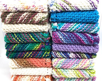 Lavette en coton tricotée à la main, lot de 3, gant de toilette en coton, lavette vintage, cadeau pour hôtesse, torchons de cuisine, accessoires de cuisine, pour cadeaux pour maman