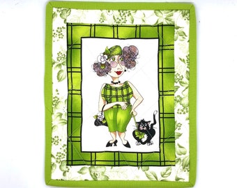 Tapis mug matelassé, dessous de verre en tissu, tapis de collation, tapis de café, cadeau d'anniversaire pour amoureux des chats, cadeau pause-café, cadeau collègue, cadeau Crazy Cat Lady