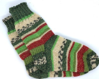 Chaussettes de Noël pour femmes, chaussettes tricotées à la main pour femmes, chaussettes en laine, chaussettes à paillettes, chaussettes décontractées, chaussettes pour bottes pour femmes, cadeaux tricotés de Noël