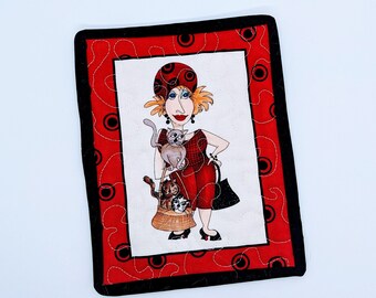 Tapis mug matelassé, dessous de verre en tissu, tapis de collation, tapis de café, cadeau d'anniversaire pour amoureux des chats, cadeau pour ami, cadeau collègue, cadeau Crazy Cat Lady