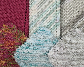 Lavette en coton tricotée à la main, Scrubbies à vaisselle, Ensemble de cuisine, Lavette vintage, Nettoyage de cuisine, Lavette à récurer écologique, Cadeau pour hôtesse