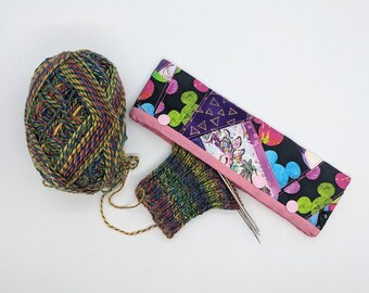 DPN Cozy, Sock needle holder, Patchwork Quilted DPN cozy, Knitting Needle Keeper, Double Pointed Needle case,  Gift for Mom, knitter gift