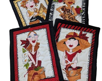 Tapis mug matelassé, dessous de verre en tissu, tapis de collation, tapis mug pour artisans, cadeau d'anniversaire pour artisan, cadeau collègue, cadeau pour maman, cadeau de Noël pour elle