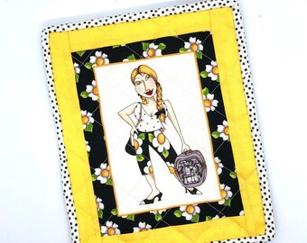 Tapis mug matelassé, dessous de verre en tissu, tapis de collation, cadeau d'anniversaire pour amoureux des chats, accessoires de bureau, cadeau collègue, cadeau Crazy Cat Lady