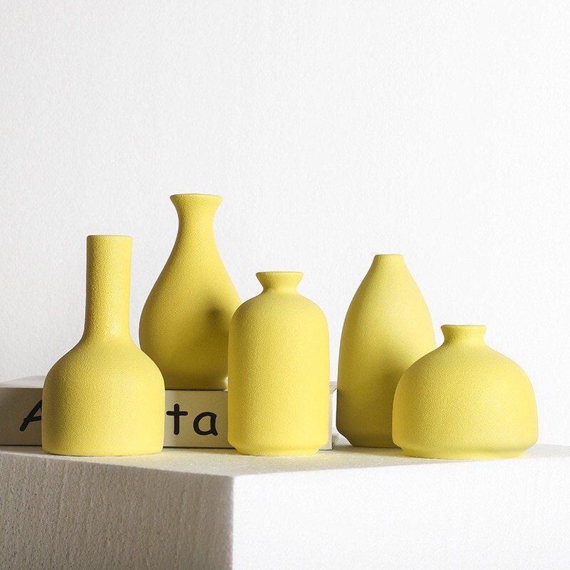 Yellow Ceramic Flower Vase Decor Vase for Flowers Minimal | Etsy