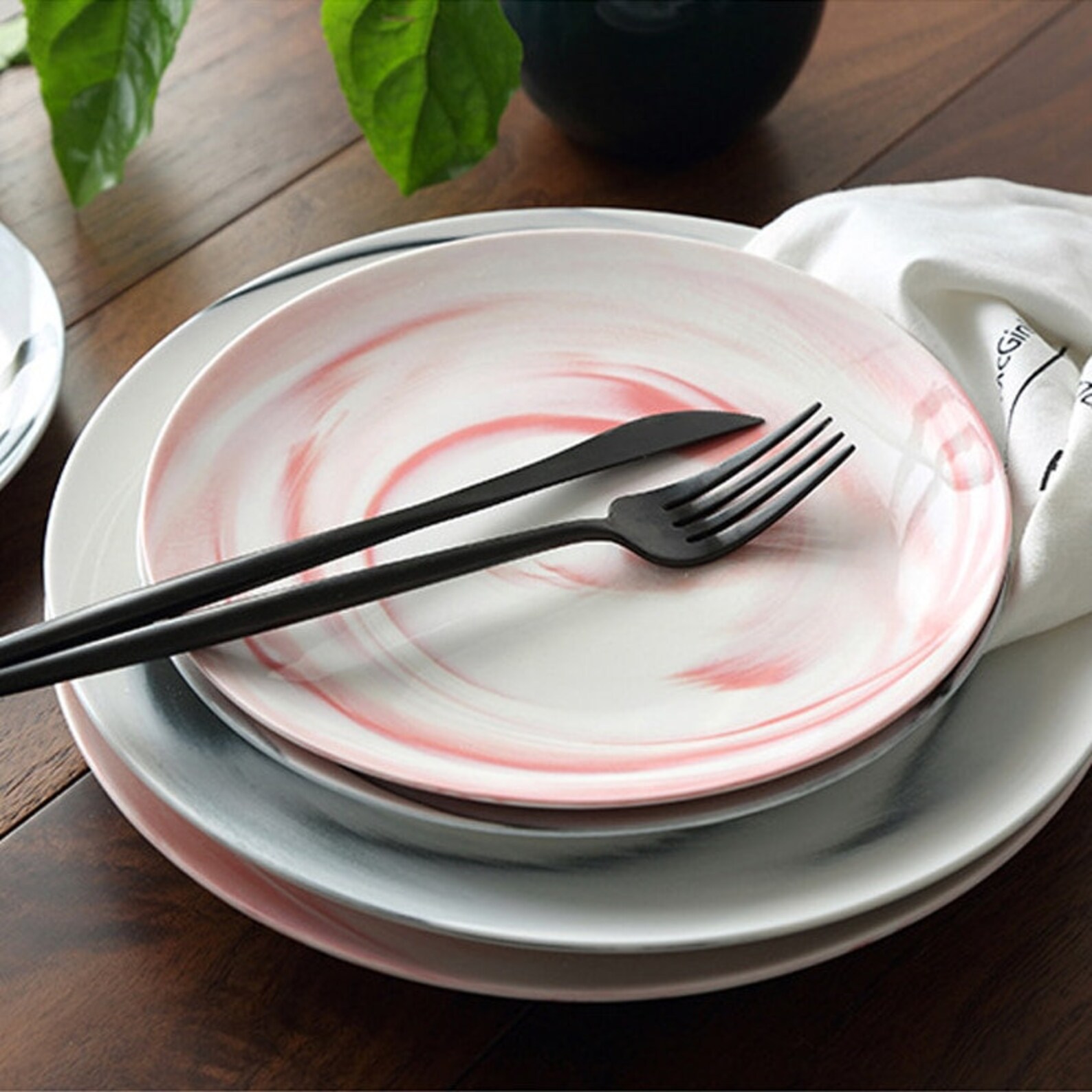 Colorful Swirl Ceramic Dinner Plates Serving & Salad Plates Etsy