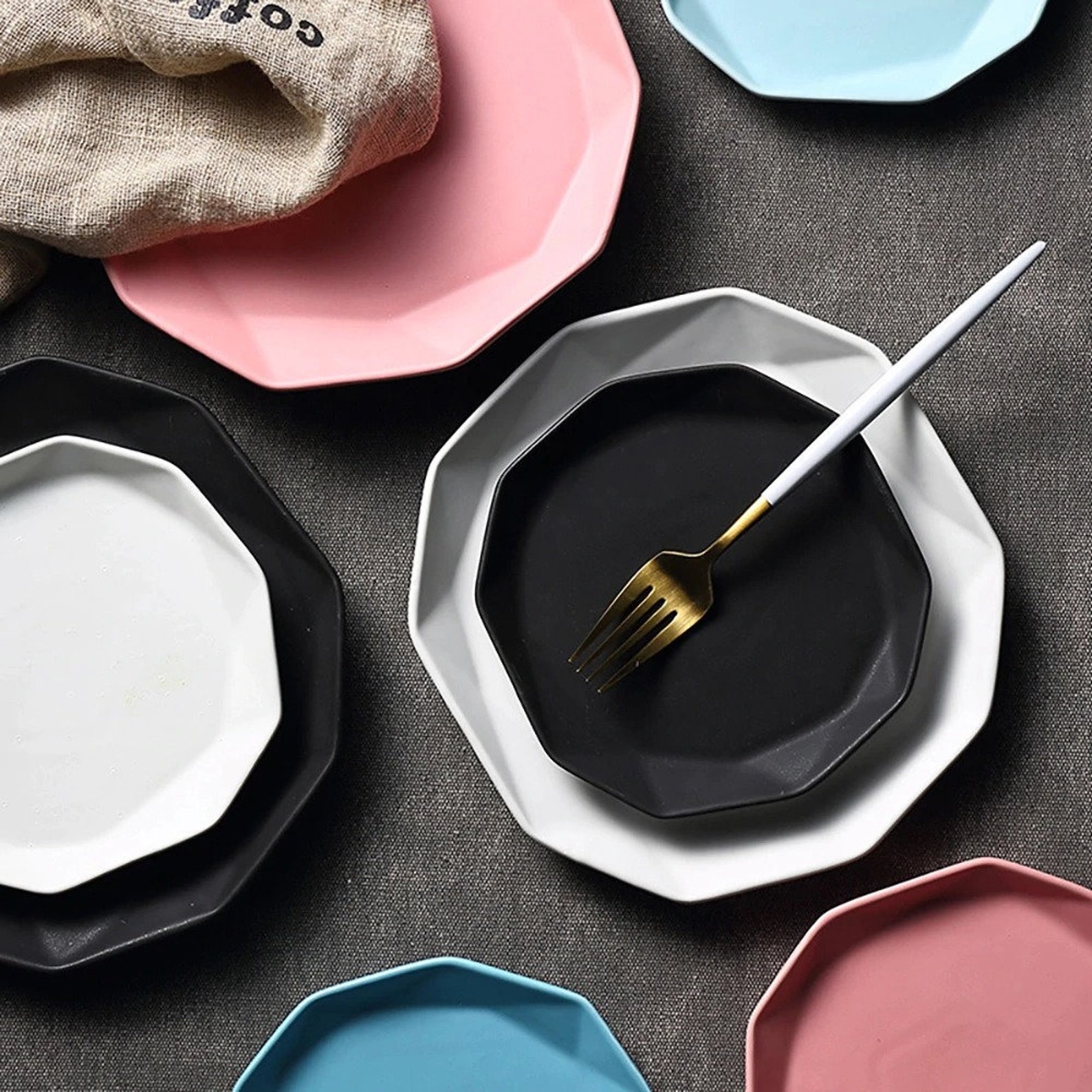 Matte Ceramic Plates Ceramic Salad Plates Pottery Dishes Etsy