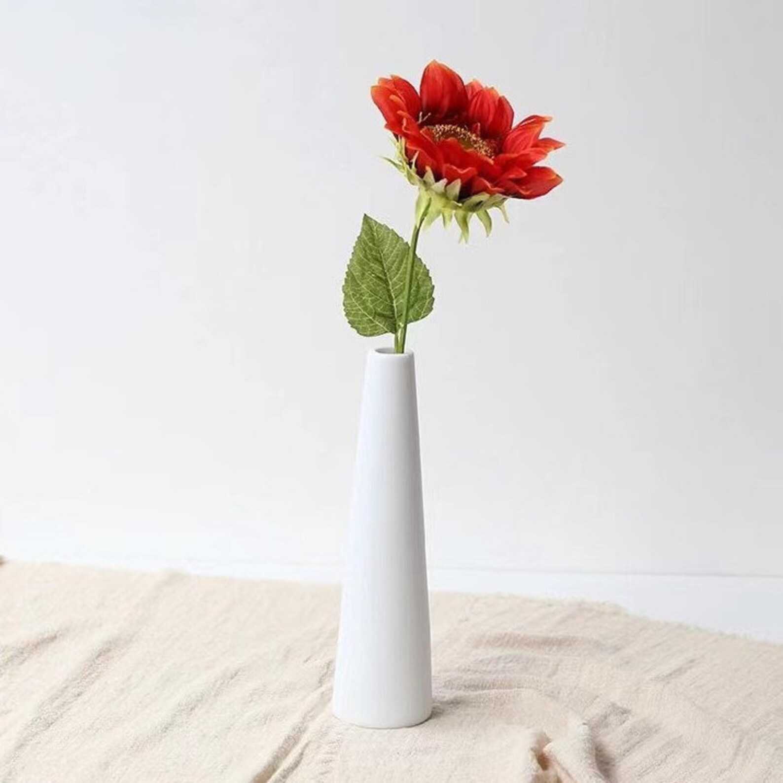 Pure White Ceramic Flower Vase Minimal Tabletop Vase Decor Etsy