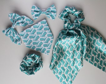 Over the collar bandanas, Bow ties, Sailor bows, Scrunchies. Dog Bandana, Dog Bow, Dog Sailor bow, Cat Bandana, Cat bow, Cat Sailor Bow.