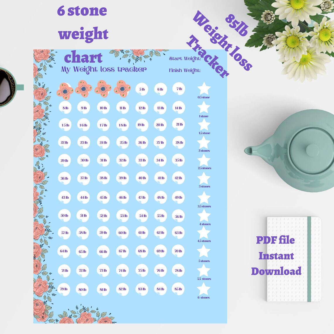 85lb/6 stones Weight Loss Tracker PDF Slimming world | Etsy