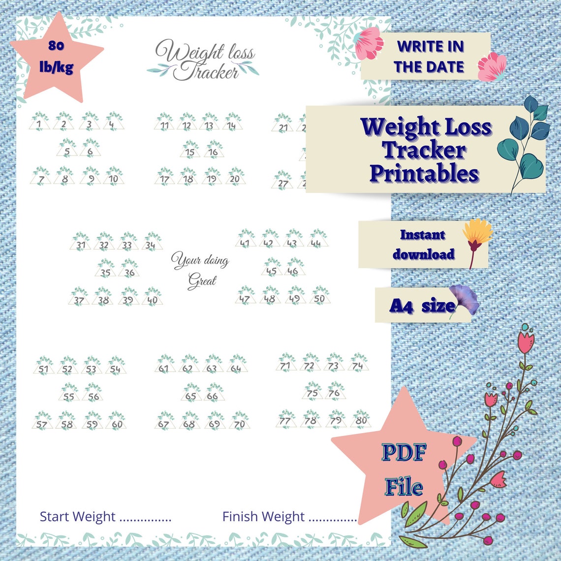 80 Lb/kg Weight Loss Tracker PDF Slimming World Tracker | Etsy