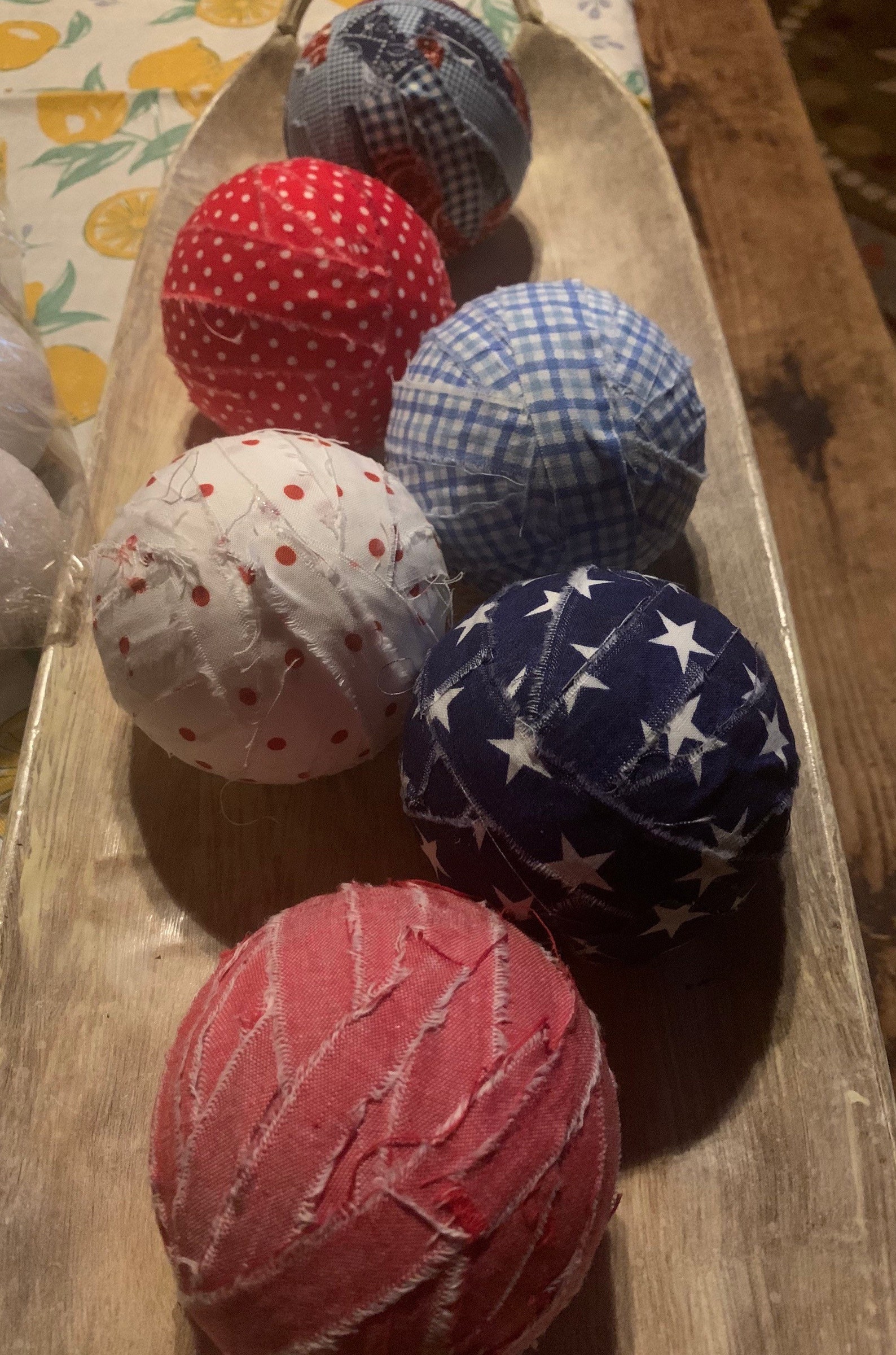 Large patriotic fabric decorative balls Etsy