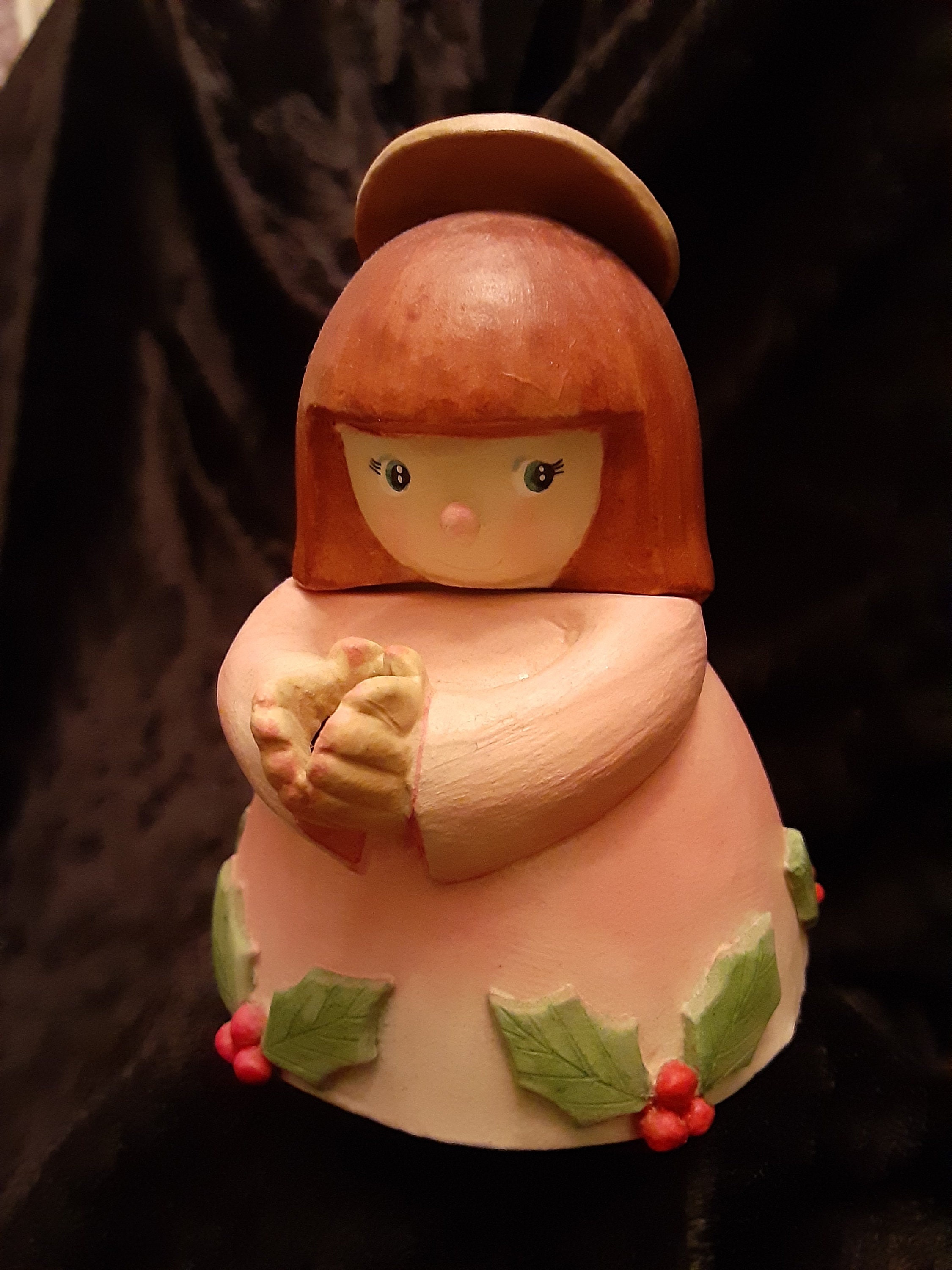 Vintage Christmas Angel Vase With Removable Head Holly Angel Etsy