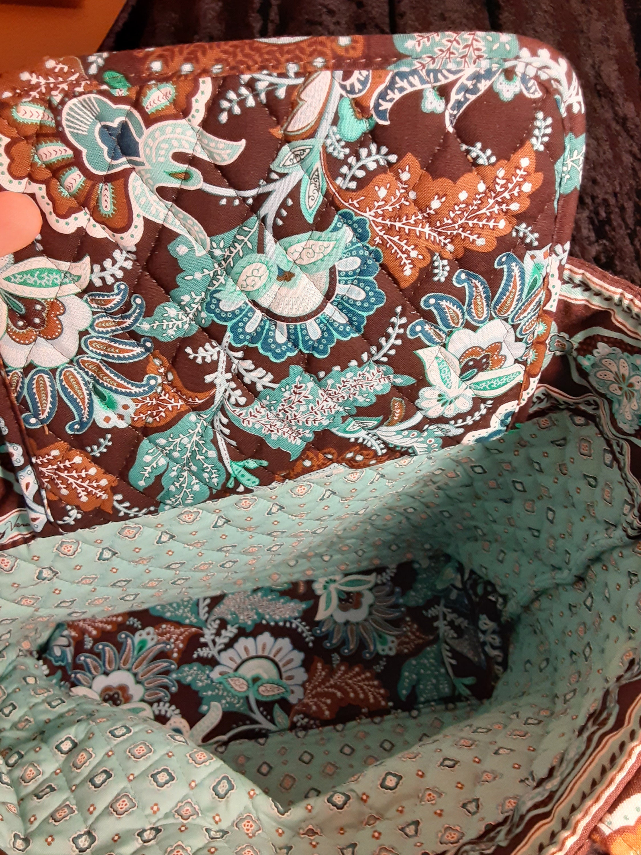 Vera Bradley bag like new beautiful teal blue and brown | Etsy