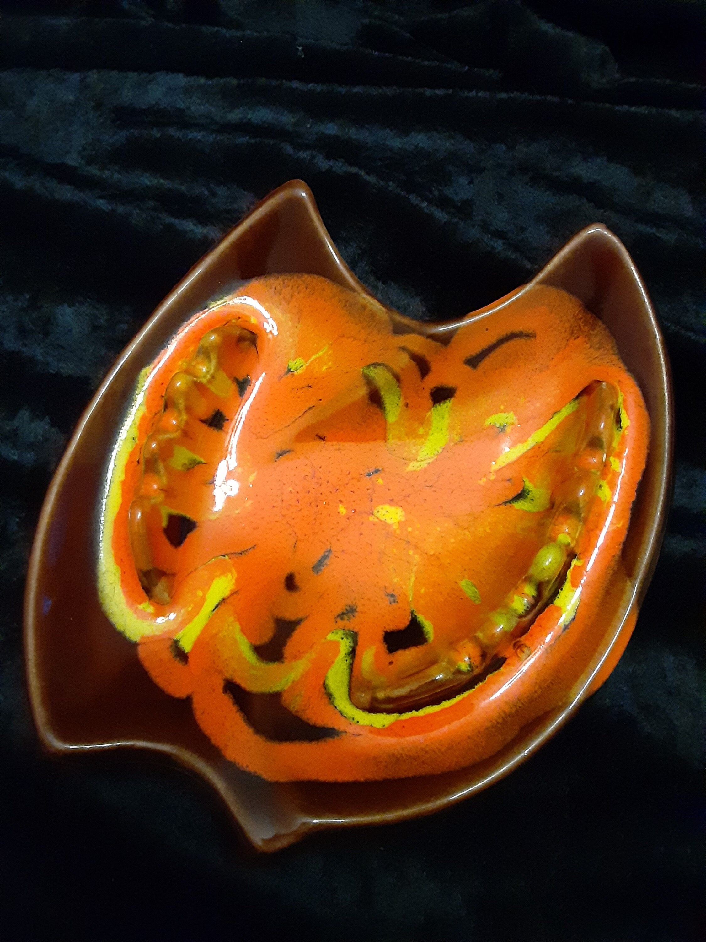 Vintage 1970s Ceramic Ashtray Made in Ca USA Orange Yellow Etsy