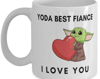 Valentines Day for Husband Boyfriend Wife Baby Yoda Obi Wan Mug For Me Heart 