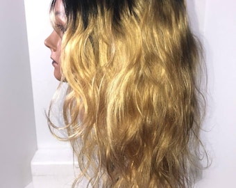 16" Blonde Ombre Body Wave Human Hair 4x4 Lace Wig