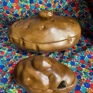 Retro 1980’s unique ceramic potato shaped serving dishes with lids