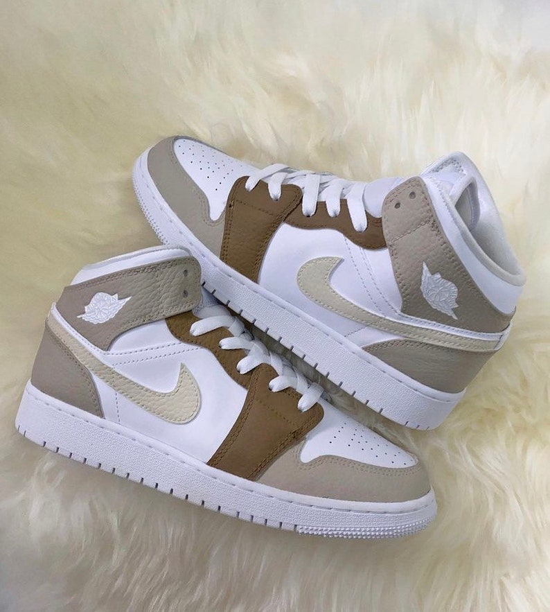 Jordan 1 Mids Customs Multi Brown Neutral Brown Custom Air Etsy