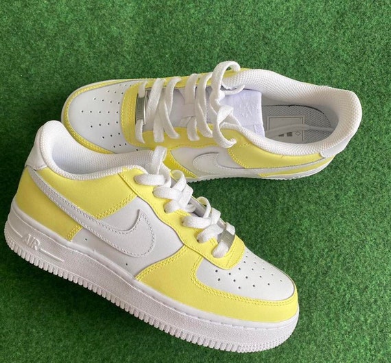 Custom Nike Air Force 1 Customs Bone Neutral - Yellow Custom Air Force 1 -Pastel AF1 Customs -Custom Nikes-Custom Sneakers - Fall Fashion-