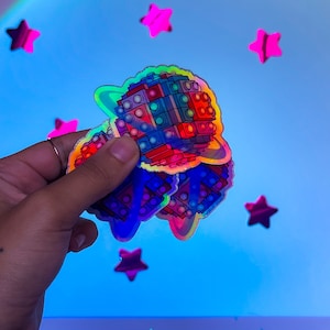 Cosmic Building Blocks Planet Saturn Holographic Water Bottle Laptop Phone Sticker
