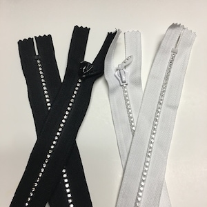 60cm Crystal Swarovski Strass Zippers SCHWARZ ODER WEISS für Drees/Taschen/und Mehr auf geschlossenem Ende Reißverschluss