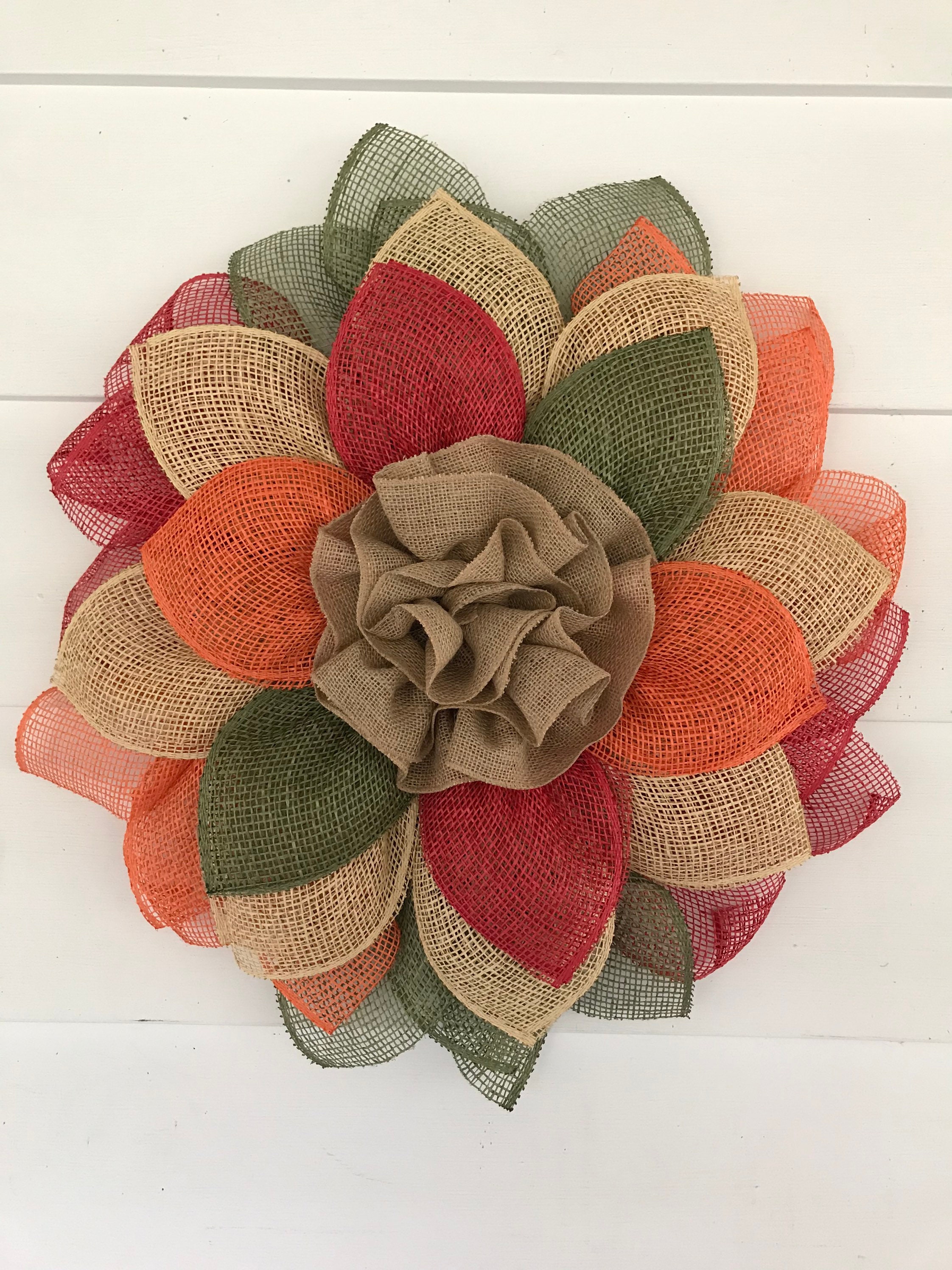 Fall poly burlap wreath Etsy