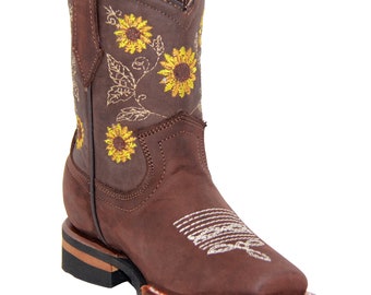 TODDLER Girl Cowgirl Western Boots, Floral Leather Kids Boots, Western Kids Boots