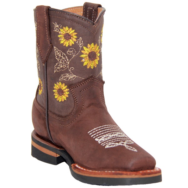 TODDLER Girl Cowgirl Western Boots, Floral Leather Kids Boots, Western Kids Boots