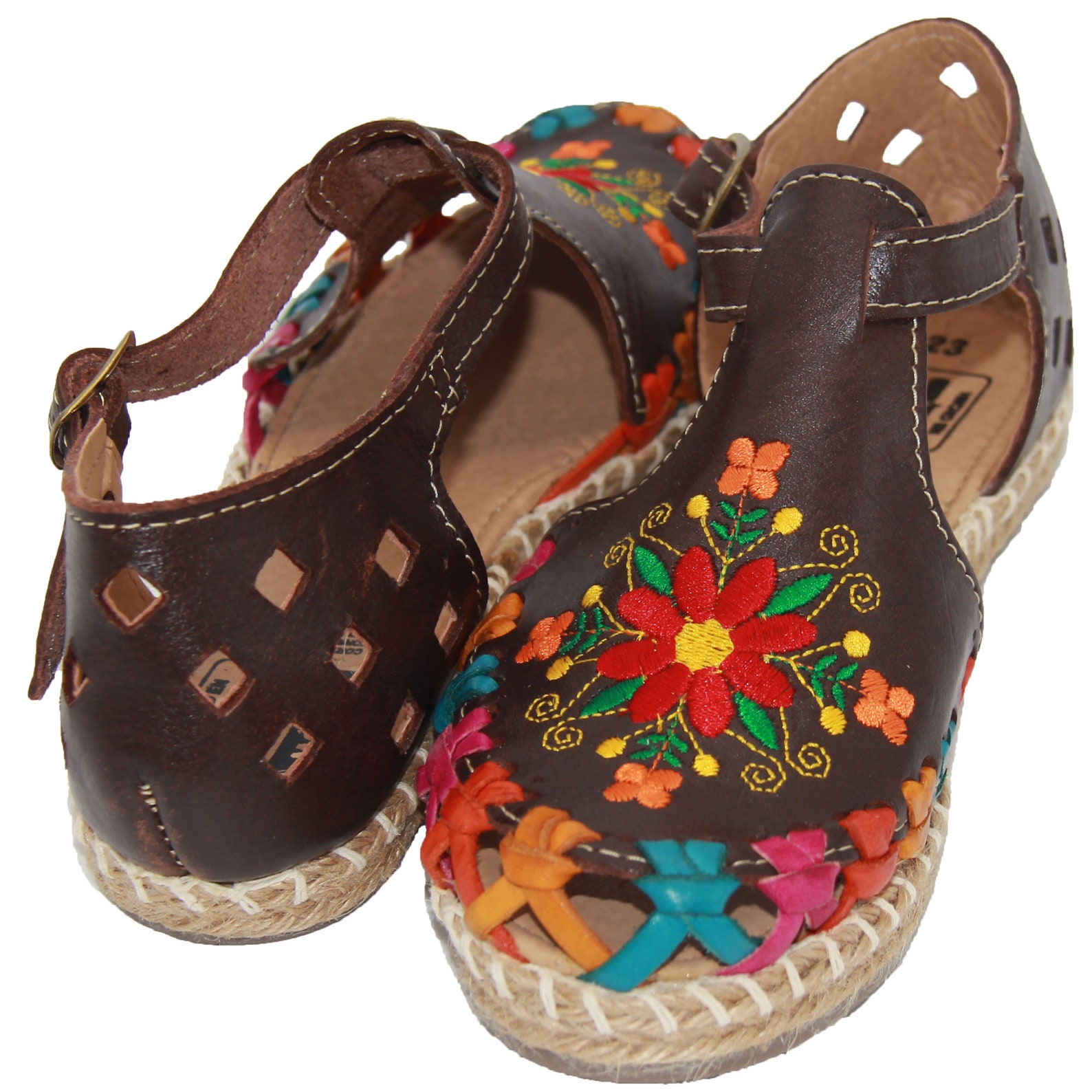 Womens Huarache Sandal Women's Brown Floral Leather Etsy