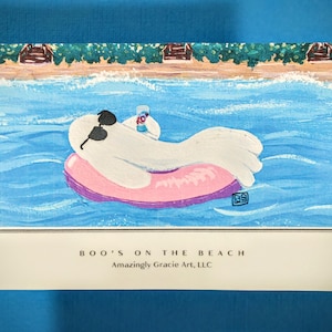Boo&#39;s On the Beach Postcard (4 pack) | Cute Ghost Postcard | Beach Ghost | Spooky Postcard | Halloween Postcard
