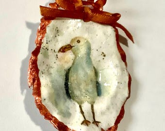 Seagull Oyster Shell Ornament