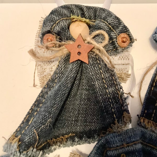 Denim Pocket Angel Ornament Etsy
