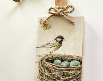 Bird Nest Wood Mini Cutting Board Ornament