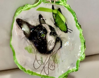 Adorno de concha de ostra de Boston Terrier