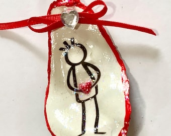 Adorno de concha de ostra en forma de corazón