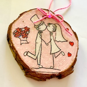 Wedding Wood Slice Ornament