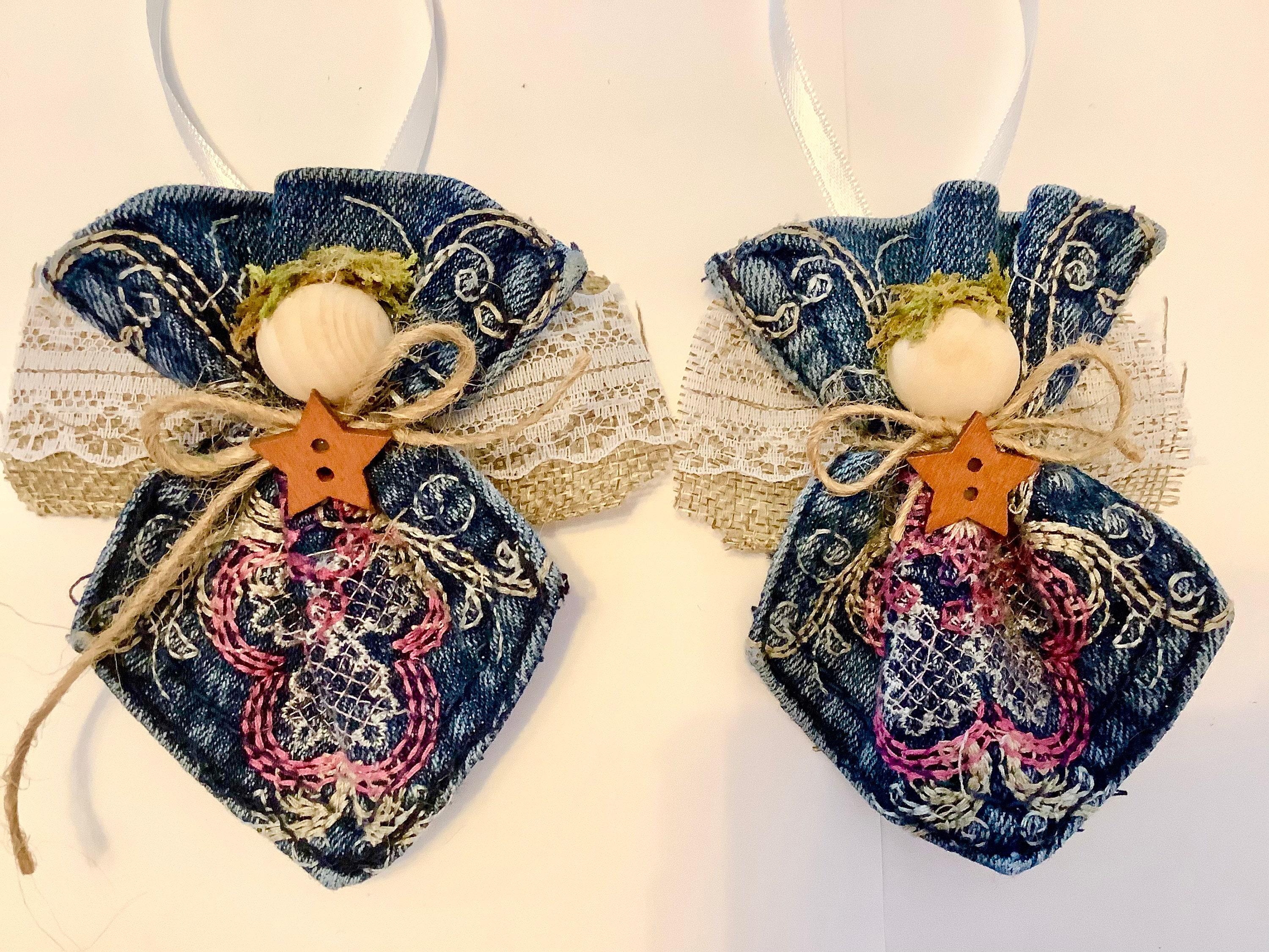 Designer Blue Jean Pocket Angel Ornament Etsy